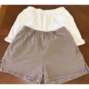 Lot of 2 Brandy Melville John Galt Knit Casual Shorts White Brown OS